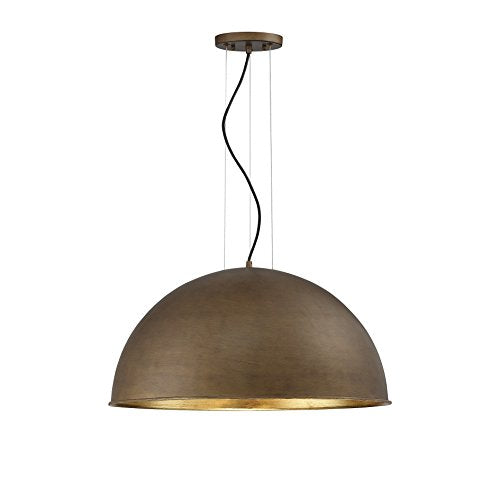 Savoy House 7-5014-3-84 Sommerton Industrial Large Metal Dome Pendant, 3-Light 180 Total Watts, 15" H x 24" W, Rubbed Bronze with Gold Leaf