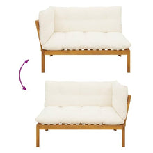 Molumvel Acacia Wood Garden Pallet Sofa Set, 2 Piece Outdoor Corner Lounge Furniture with Cream White Cushions, Weather Resistant Patio Seating