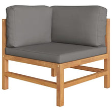 HKTMGDNG 7-Piece Grey Solid Teak Wood Outdoor Sectional Sofa