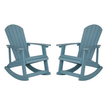 Taylor & Logan Savannah All-Weather Poly Resin Wood Adirondack Rocking Chair with Rust Resistant Stainless Steel Hardware in Sea Foam - Set of 2