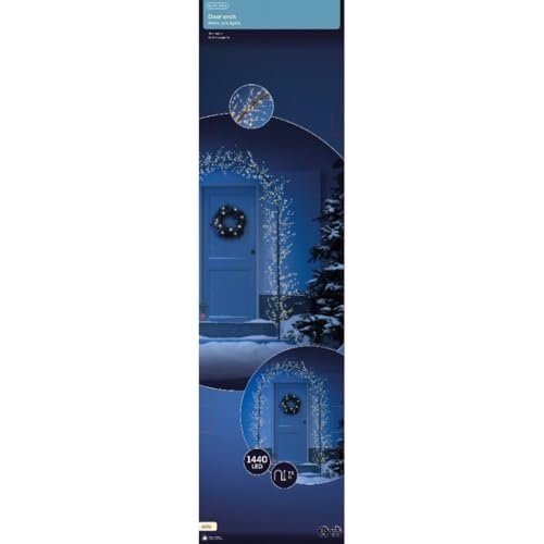 Lumineo 1440 Micro LED Lighted Door Arch – 90"x51", Warm White Twig-Style Branches, Indoor/Outdoor Holiday Entryway Decoration