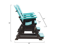 EcOasis Grand Lake Amish Crafted Poly Outdoor Adirondack Double Balcony Glider Aruba Blue on Black
