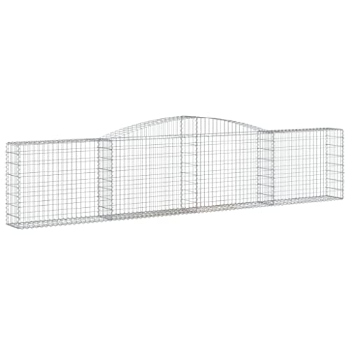 Arched Gabion Baskets 2 pcs 157.5"x11.8"x31.5"/39.4" Galvanized Iron for Outdoor Plants White Black