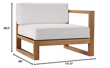 Modway EEI-4253-NAT-WHI-SET Upland Patio Teak Wood 4-Piece Sectional Sofa Set, Natural White