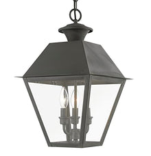 Livex Wentworth 3 Light Large Outdoor Pendant Classic Style 19 Inches Tall Black