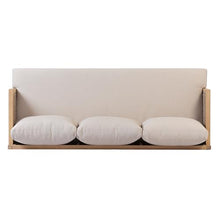 Outdoor Patio Sofa, 3-Seat Acacia Wood and All-Weather Wicker Modern Couch