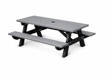 Frog Furnishings Frame Table and Bench Seat Heavy Duty Rectangular Portable Outdoor and Good Base All Weather Backyard Poolside Dining Party Garden Patio Lawn- Gray Slat (6ft.Ada)
