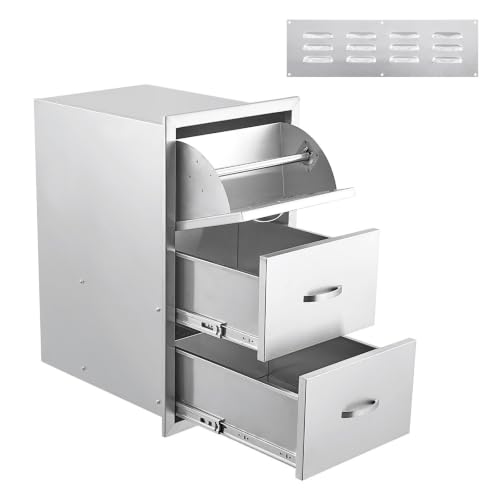 DobleePy 304 Stainless Steel Outdoor Kitchen Triple Drawer Cabinet