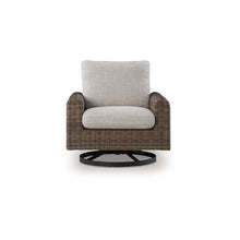 Signature Design by Ashley Angel Island Outdoor Rocking Chair, 360-Degree Swivel Lounge Comfort, Aluminum Frame Resin Wicker With Nuvella Fabric For Patio Porch Deck