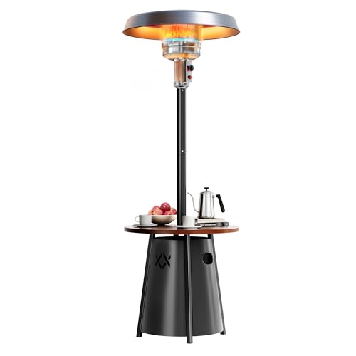 Pamapic Outdoor Heaters for Patio with Round Table Design, Premium 304 Stainless Steel Burner, Triple Protection System Propane Patio Heater for Porch Garden, Residential & Commercial Use
