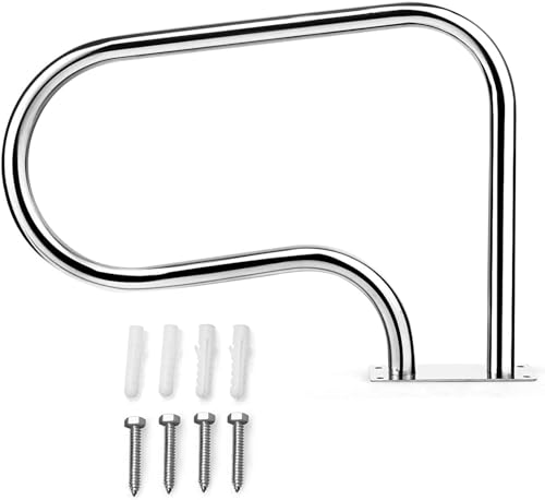 Pool Handrail 304 Stainless Steel Handrail Railing, Pool Hand Rail W/Quick Mount Base, Safety Handle for Indoor and Outdoor Inground Swimming Pools (1Pcs)