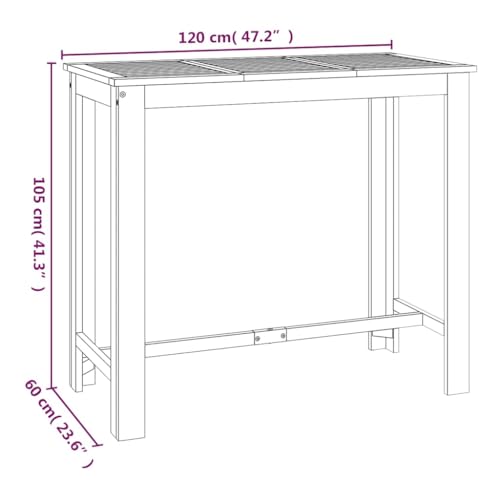AMBERARD Garden Bar Table Natural Wood Solid Acacia Wood 47.2x23.6x41.3 in,Rustic Solid Acacia Wood Garden Bar Table, Durable & WeatherResistant, for Outdoor or Indoor Use Patio Tables
