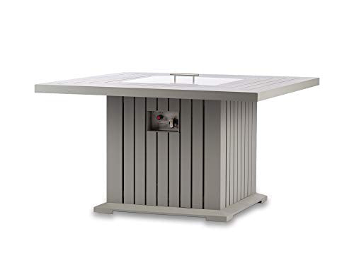 EV Fires 43" Classic Grey Square Outdoor Propane Fire Pit Table, Easy to Operate Electrical Ignition - Fire Glass, Lid, and Cover Included