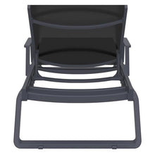 Compamia Tropic Arm Sling Chaise Lounge Dark Gray Frame Black Sling Grey