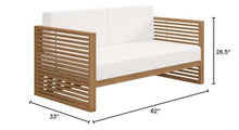 Modway Carlsbad Modern Teak Wood Fabric Patio Loveseat Natural White
