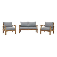 Ergode Marina Teak Wood Outdoor Patio Furniture Sofa Sectional Set | Luxury, Durable, All-Weather Cushions | Modern Design | Includes Sofa & Armchairs