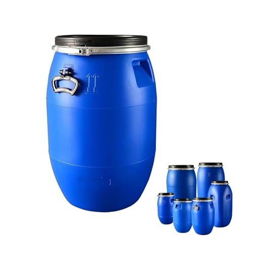 Heavy-Duty Plastic Storage Bucket with Secure Lid & Handle Food Grade Air Tight Industrial Container Rain Barrel for Storage Containers Plastic Drum for Home Brewing Shipping(42 Gallon)
