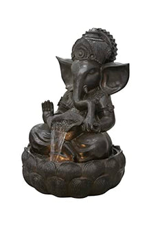 35In Ganesha Sculptural Outdoor Fountain with Warm White LEDs