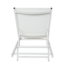 AODSHA Outdoor Chaise Lounge Set of 2, 5-Position Adjustable Backrest, White Steel Frame with Textilence Seat, Patio Poolside Reclining Chairs for Backyard Garden