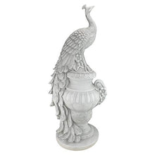 Design Toscano Staverden Castle Peacock on an Urn Garden Statue, 34 Inch Tall, Cast Stone Resin, Antique Stone Finish