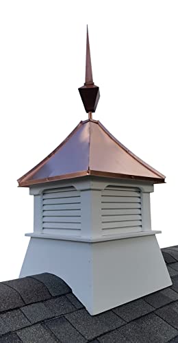 Accentua Olympia Cupola with Square Copper Finial 24 in. White with Copper Roof