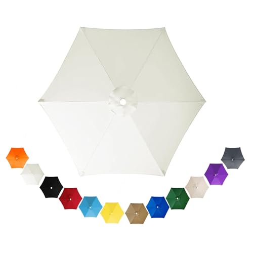 MXJCKSOQ Beige Replacement Parasol Canopy 2.0m/3.0m/3.5m - Waterproof Breathable 6-Rib Umbrella Fabric for Sunshade & Patio Umbrella - Canopy Material,White-3.5m/6-Ribs