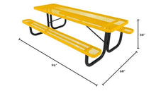 COATEDOUTDOORFURNITURE 8Ft Rect Picnic Table, Expanded, Textured Yellow