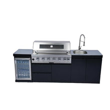 96" 6-Burner Outdoor Kitchen Island Modular BBQ Grill Black&Sivler LPG