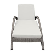 Armen Living Aloha Outdoor Patio Chaise Lounge Chair Gray Aluminum Wicker with Gray Cushion
