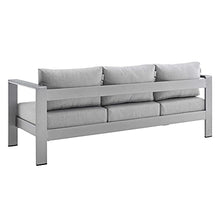 Lounge Sectional Sofa Chair Table Set, Aluminum, Silver Grey Gray, Modern, Outdoor Patio