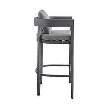 Armen Living Argiope Modern Outdoor Patio Bar Table and Stools Set 5 Piece Dark Grey