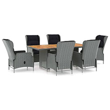 AJSEOYBS Outdoor Patio Set,Outdoor Garden Furniture,7 Piece Patio Dining Set with Cushions Poly Rattan Light Gray,for Deck, Patio, Garden, Poolside, Backyard