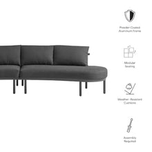 Modway Porta 2-Piece Outdoor Modular Sofa Set in Charcoal Anthracite – Modular 127 Inch Outdoor Sofa with Aluminum Frame, Woven Rope Detail, and Cushions