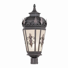Livex Outdoor Post Light with Antique Honey Linen Glass Shades Bronze