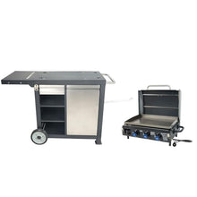 Razor Portable Tabletop Gas Grill Griddle with Rolling Prep Cart, Black