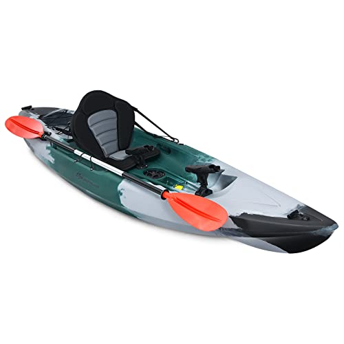 GLOBALWAY 9.7FT Sit-On-Top Fishing Kayak with Paddle & Rod Holders Gray + Green