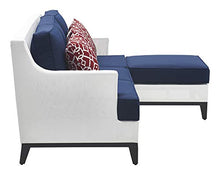 Tommy Hilfiger Hampton Modern White Mesh Outdoor Patio Furniture Collection Gunmetal Frame, Sectional, White & Navy