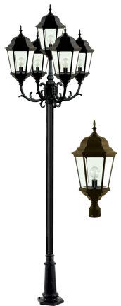 DABMAR LIGHTING INC GM2308-BZ 5-Light Post Fixture with Clear Glass