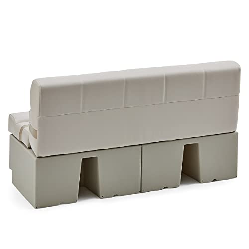 DeckMate 55'' Premium Pontoon Boat Seat Bench Ivory, Tan & Beige