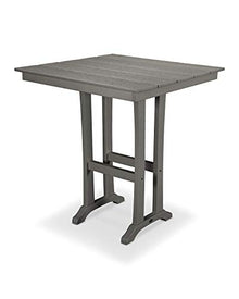 POLYWOOD Farmhouse Trestle Slate Grey HDPE Plastic 37 in. Bar Table PLB81-T1L1GY