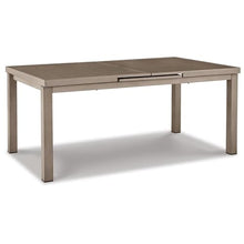 BOWERY HILL Outdoor Rectangular Aluminum Dining Table, Light Brown Finish, 71-94 in Expandable Design, Durable Wood-Look Paint, Stainless Steel Hardware, Patio Furniture for 10-Person Dining Use
