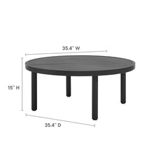 Modway Terrace Round Metal Outdoor Patio Coffee Table in Graphite – 35 Inch Weather-Resistant Coffee Table for Patio, Balcony, and Garden – Modern Outdoor Coffee Table with Round Slatted Top