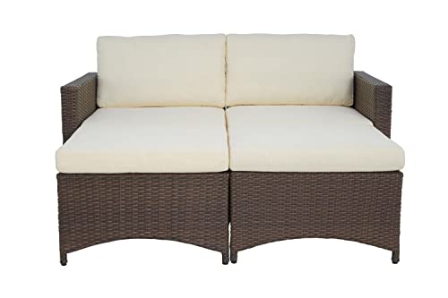W Unlimited Studio Shine 4 Piece Modular Patio Loveseat and Ottoman Set in Brown