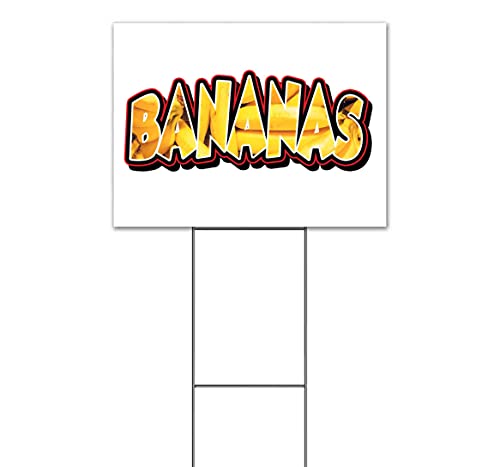 TampaPrinting Bananas Yard Sign 18" x 24" with Metal Step Stake