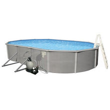 Blue Wave Belize 18x33 Oval 52" Deep Swimming Pool Package Metallic