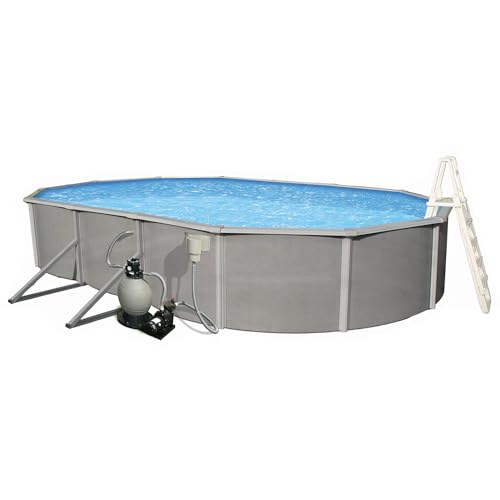 Blue Wave Belize 18x33 Oval 52" Deep Swimming Pool Package Metallic