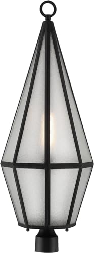 Savoy House 5-707-BK Peninsula Vintage Mission Art Glass Outdoor Post Lantern, 1-Light 60 Watt, 36" H x 12" W, Matte Black