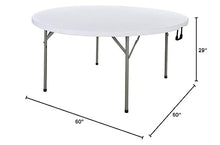 PRO&Family 10 Pack! 60" Round Heavy-Duty Granite White Plastic Bi-Folding Table. Folding Desk Bar Coffee Table Folding Camping Table Outdoor Bar Portable Foldable Bistro Table
