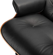 DESALAI Patio Lounge Chair with Ottoman,Indoor/Outdoor Lounge Chair Faux Leather Aluminum Alloy Base,Mid Century Lounge Chair Swivel Chair Soild Wood Swivel Chair Armchair, Walnut
