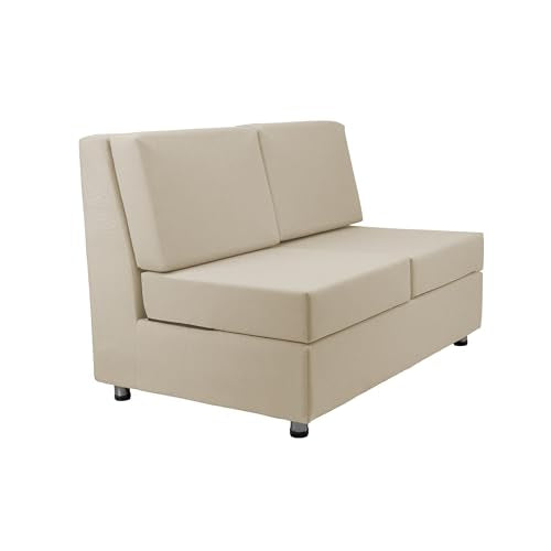 FDP Outdoor Modular Club Sofa Featuring Sunbrella Fabric - Weather-Resistant, Fade-Resistant, Assembled Patio Furniture with Cover Included for Backyard, Poolside Seating - Spectrum Sand